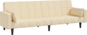 vidaXL Canapea extensibilă cu 2 locuri, 2 perne, crem, textil
