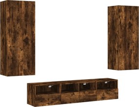 vidaXL Unități TV de perete, 5 piese, stejar fumuriu, lemn prelucrat