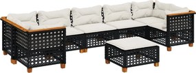 vidaXL Set mobilier de grădină cu perne, 8 piese, negru, poliratan