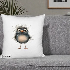 Perna Decorativa Pui Negru Zbarlit cu Pene Fine, 40x40 cm, Alb Pufos, Husa Detasabila, Perna Inclusa, BEKZ®