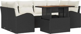 vidaXL Set de canapele pentru grădină 7 pcs Negru Rattan poli