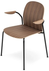 Scaune de dining maro coniac/în culoare naturală cu cotiere/stivuibile 2 buc. cu aspect de lemn de nuc Book – Gazzda