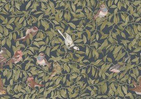 Fototapet, Backwood Birds, Albastru, Rebel Walls
