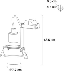 Spot modern integrat negru GU10 35mm rotund inclinabil - Installa