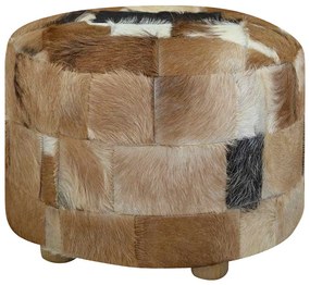vidaXL Taburet din piele naturală, rotund, 50 x 50 x 45 cm