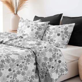 Goldea lenjerie de pat 100% bumbac - cercuri abstracte 140 x 200 și 50 x 70 cm