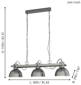 Eglo 43168 - Lustră pe lanț LUBENHAM 3xE27/28W/230V