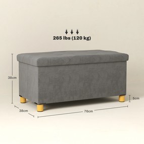 HOMCOM Banc de depozitare capăt de pat pliabil volum 67 L capacité de charge 120 kg avec couvercle 76L x 38l x 38H cm gris | Aosom Romania