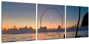 Tablou femeii pe plajă (cu ceas) (90x30 cm)