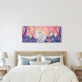Tablou - Unicorn în pădurea fermecată (120x50 cm)