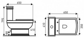 Toaletă monobloc Cleopatra cu evacuare spate de 11 cm