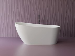 Cada freestanding compozit Marmite Santorini, 159 x 73 cm, ovala, alb lucios 158 x 73 cm