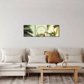 Tablou - Palmieri de cocos (cu ceas) (90x30 cm)