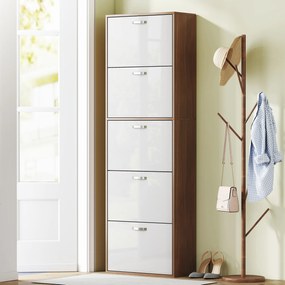 HOMCOM Dulap pentru Pantofi cu 5 Sertare pentru 30 Perechi de Pantofi,  60x28x189 cm, Maro | Aosom Romania