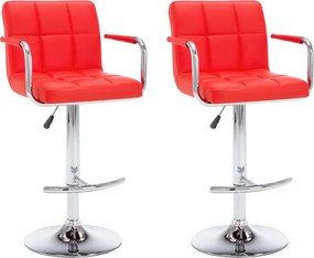 vidaXL Scaune de bar, 2 buc., roșu, piele ecologică