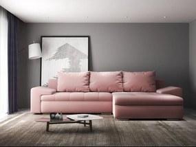 Colțar extensibil dumonde cu ladă de depozitare si sezut confortabil din spuma high-density, Leonardo Royal Roz 260x185 cm II