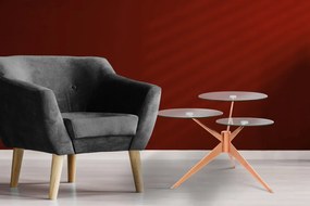 Masuta de cafea triplet rotunda din sticla 75x75x46 cm transparenta/Coral