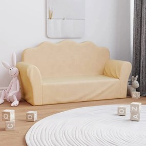 341866 vidaXL Canapea pentru copii cu 2 locuri, crem, pluș moale