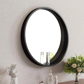 Oglinda rotunda Inter Ceramic rama din lemn negru 60 cm