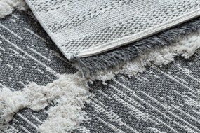 Covor ECO SISAL BOHO MOROC Caro 22297 franjuri - două niveluri de lână gri / cremă, covor reciclat