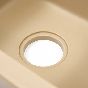 Chiuvetă pătrată Nia din granit, bej, cu o singură cuvă