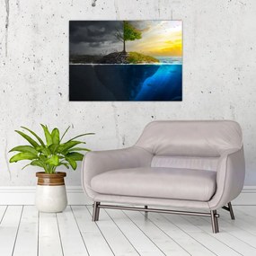 Tablou pe sticlă reprezentând două părți (70x50 cm)