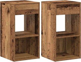 vidaXL Noptiere cu sertar 2 buc lemn vechi 35x34x66,5 cm