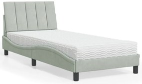 vidaXL Pat cu saltea, gri deschis, 80x200 cm, catifea