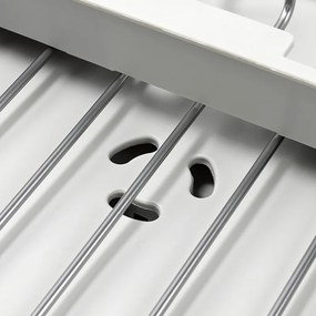 Uscator de vase Joseph Joseph Extend Steel Plus 6500041, Pana la 16 piese, Extensibil, Sine pentru pahare, Scurgere, Demontabil, Otel inoxidabil, Alb