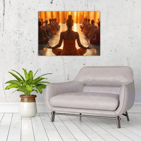 Tablou pe sticlă - Lecții de yoga (70x50 cm)