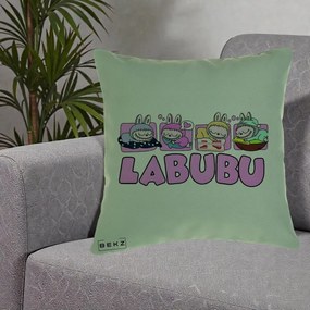 Perna Personalizata Labubu Sleeping Quad, 40x40 cm, Verde, Husa Detasabila, Perna Inclusa, BEKZ®