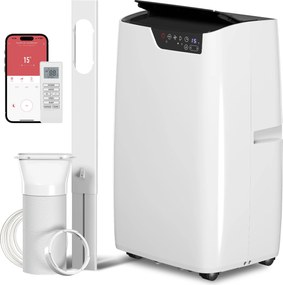 HOMCOM Aparat de aer condiționat portabil 12000 BTU, aparat cu funcții de răcire, dezumidificare, ventilator, mod somn, control vocal WiFi | Aosom Romania