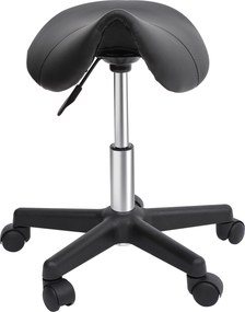 HOMCOM Scaun Rotativ cu Roți, Scaun pentru Coafor și Estetician cu Înălțime Ajustabilă, Tapițat cu Piele Ecologică, 35x38x43-55 cm, Negru