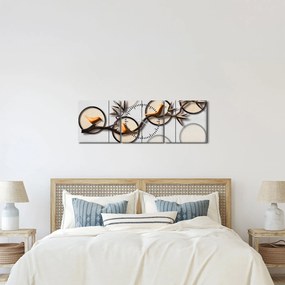 Tablou artistic - Păsărele pe creangă (cu ceas) (90x30 cm)