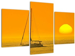 Tablou - Barca în mijlocul mării (90x60 cm)