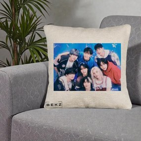 Perna Personalizata K-Pop Grup Foto Stele, 40x40 cm, Bej Canapea, Husa Detasabila, Perna Inclusa, BEKZ®