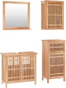 vidaXL Set mobilier de baie, 4 piese, lemn masiv de nuc