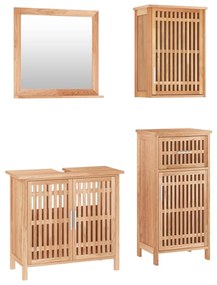 3185785 vidaXL Set mobilier de baie, 4 piese, lemn masiv de nuc