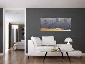 Tablou - Albastru și aur abstracție N⁰1 (120x50 cm)