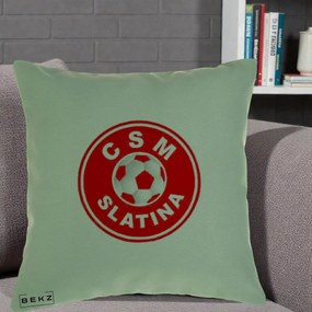 Perna Personalizata CSM Slatina Fotbal, 40x40 cm, Verde, Husa Detasabila, Perna Inclusa, BEKZ®