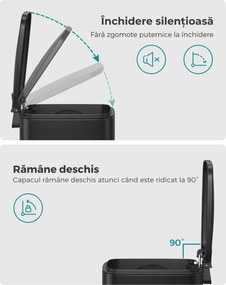 Coș de gunoi pentru baie NORD, 6 l, negru SongmicsHome