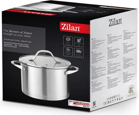 Oala din inox Zilan ZLN1351, 3L Diametru 20 cm, manere nituite, Compatibil gaz, inductie electric, Compatibil masina de spalat vase