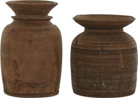 Vază cu finisaj natural stil oriental, 18x18x29 , din lemn ,"Surtido"