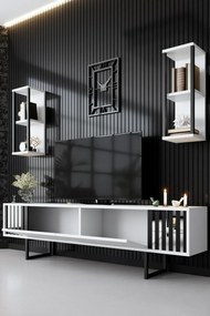 Măsuță TV cu rafturi Chrome White and Black