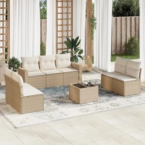 vidaXL Set canapele de grădină, 8 piese, cu perne, bej, poliratan