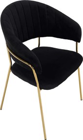 Scaun de sufragerie de design, material Velvet negru/gold crom auriu, DASMIN TIP 1