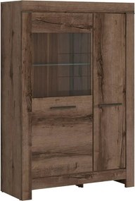 Vitrina BALIN, stejar, PAL/sticla, cu iluminare LED, 101x40x149 cm