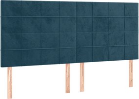 vidaXL Tăblie de pat albastru închis 200x5x118/128 cm catifea