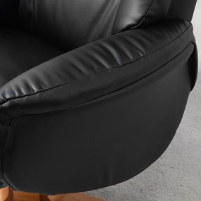 HOMCOM Relaxsessel cu Hocker, Funcție de culcare, Piele ecologică, până la 150 kg, 71 x 84 x 102 cm, Negru | Aosom Romania