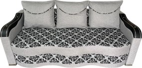 Canapea DIANA extensibila, 3 locuri, cu lada de depozitare, stofa gri cu negru , 220x100x80 Gri + Negru